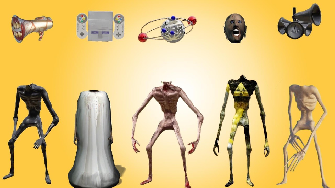 WRONG HEADS, GRANNY, SIREN HEAD DARK HORROR, NUCLEAR, NINTENDO, SIREN HEAD GREAT MEGAPHONE, SIREN