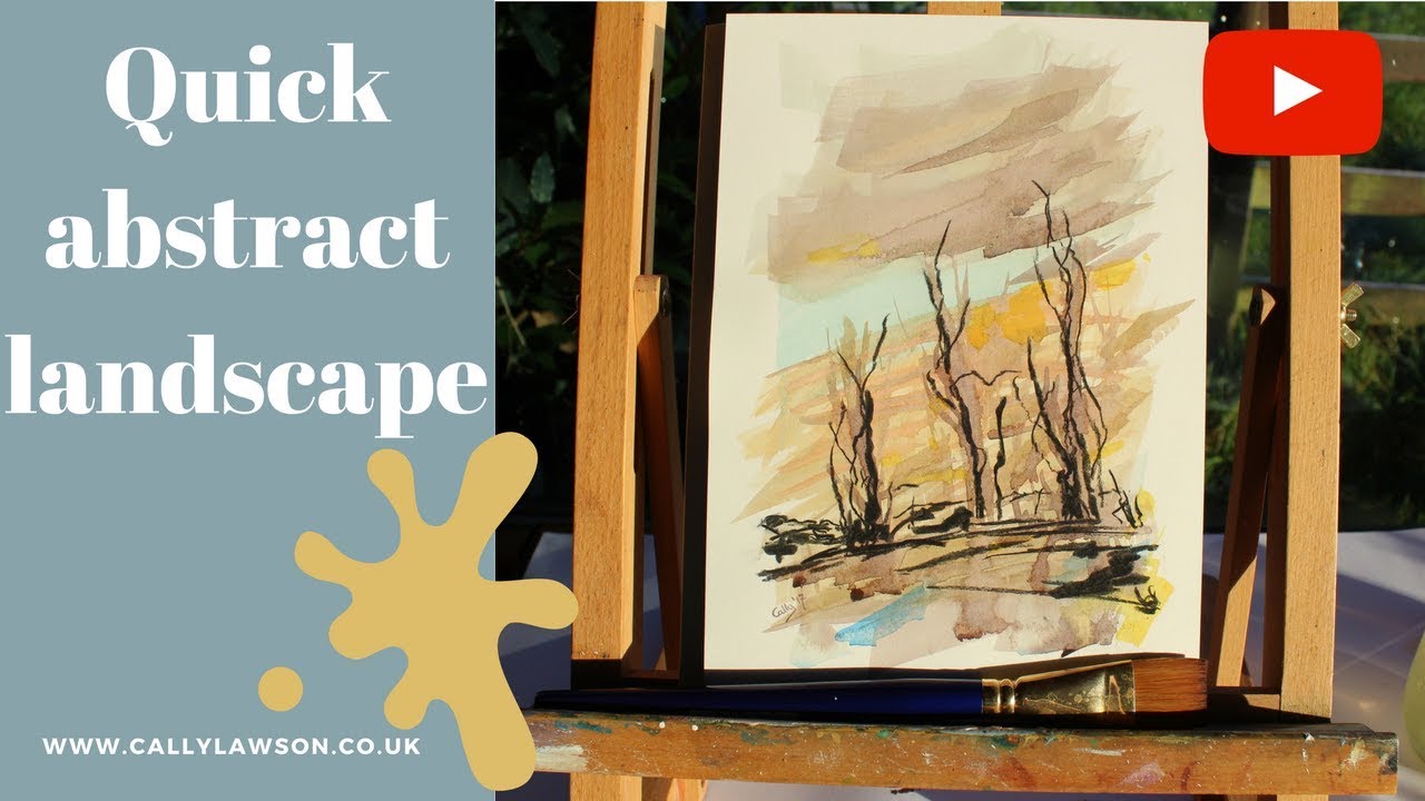 Watercolour and charcoal, quick abstract landscape, capturing the weather