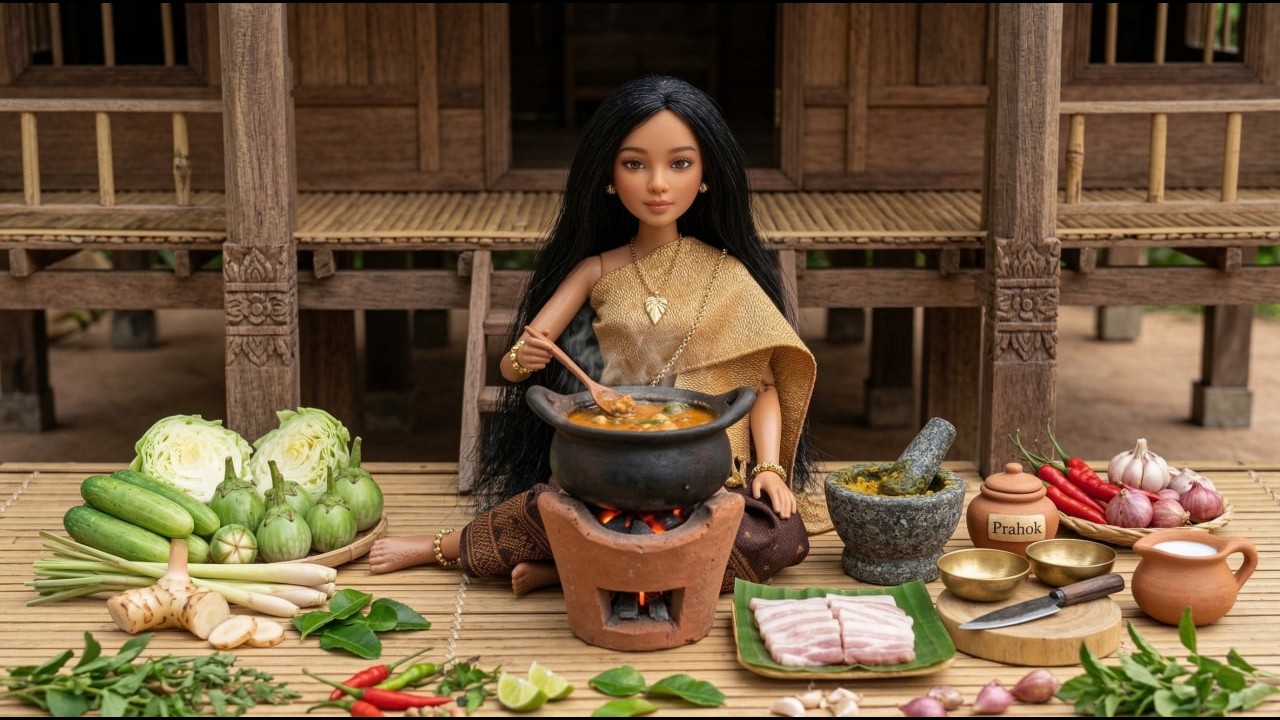 ម្ហូបស្នាដៃចៅស្រី «ប្រហុកខ្ទិះ» | Miniature Khmer Village Life