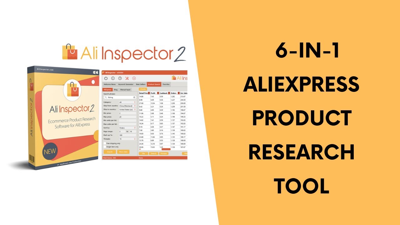 Ali Inspector 2: New & Improved Powerful 6-in-1 Product Research Software for AliExpress   - 2019