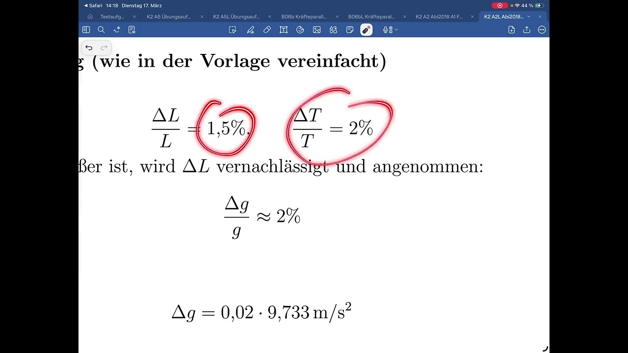 K2 A2 Abitur 2018 Fadenpendel