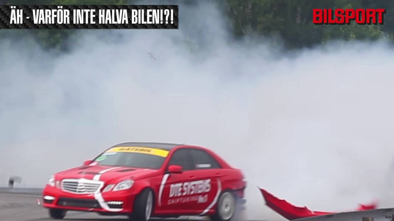 Steffen Rudsengen spr&auml;nger mer &auml;n bakd&auml;cken p&aring; sin Mercedes (Gatebil Mantorp Park 2016)