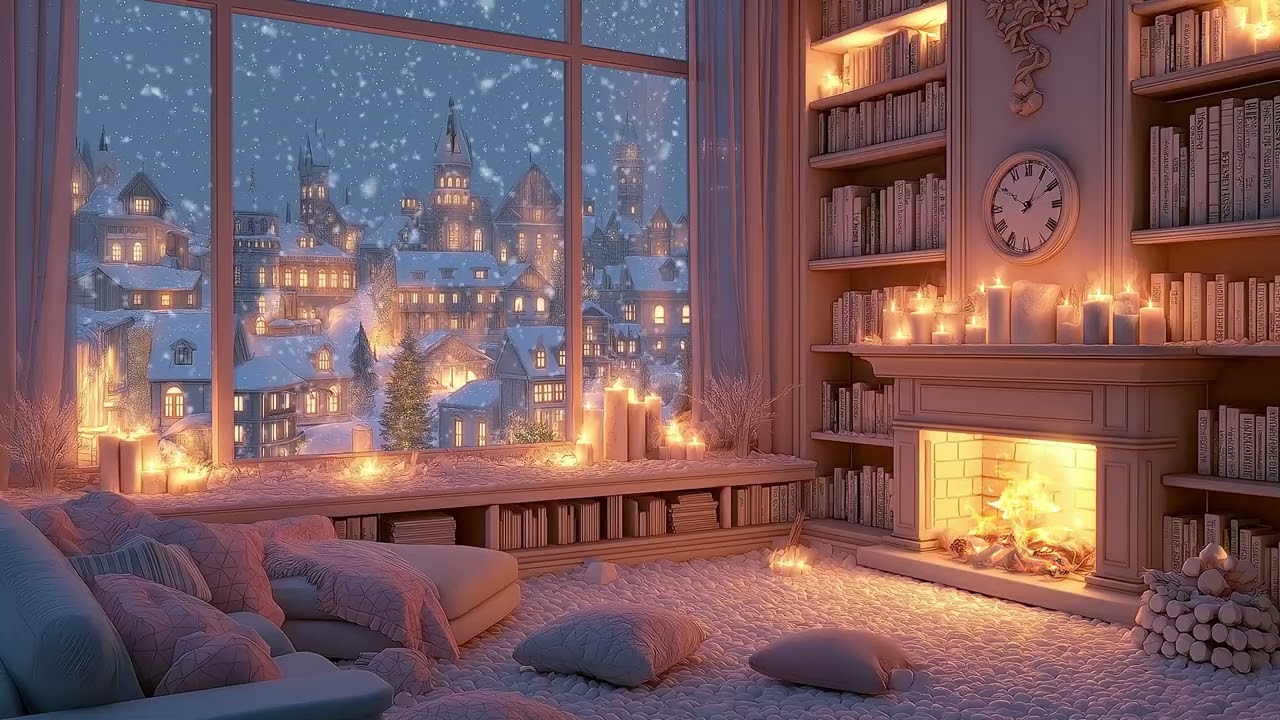 ❄️ Heavy Blizzard Cabin Sounds | Fireplace Winter Night for 3 Hours | Sleep Study Work Meditation