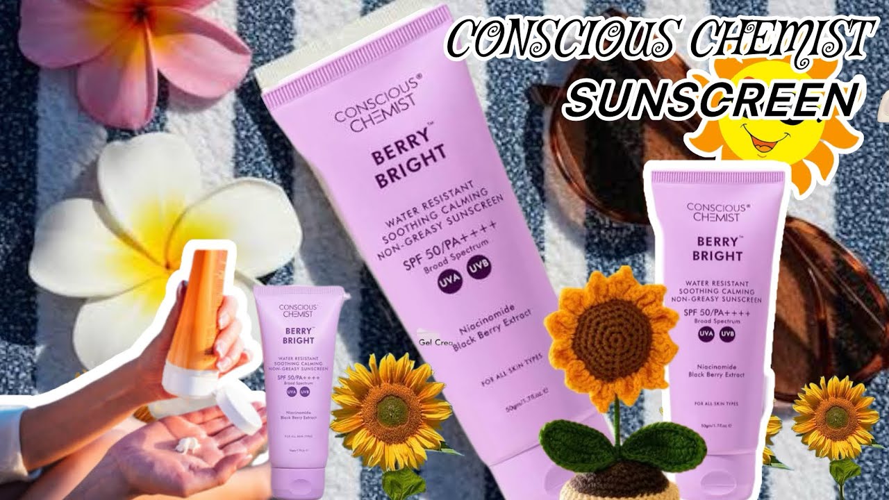 Conscious chemist berry bright sunscreen 🧴 spf 50PA++++for normal typ skin and dry skin also🌸😍❤️