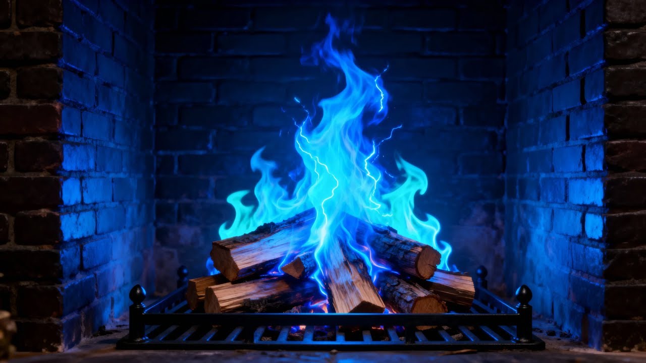 LIVE Blue Fireplace Ambience 🔵 Peaceful Fire Sounds for Focus, Relax & Sleep