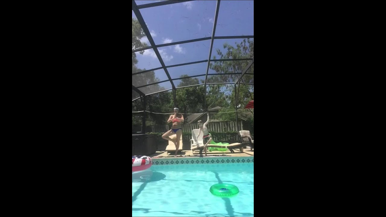 Yoga poolside w/my Oliver