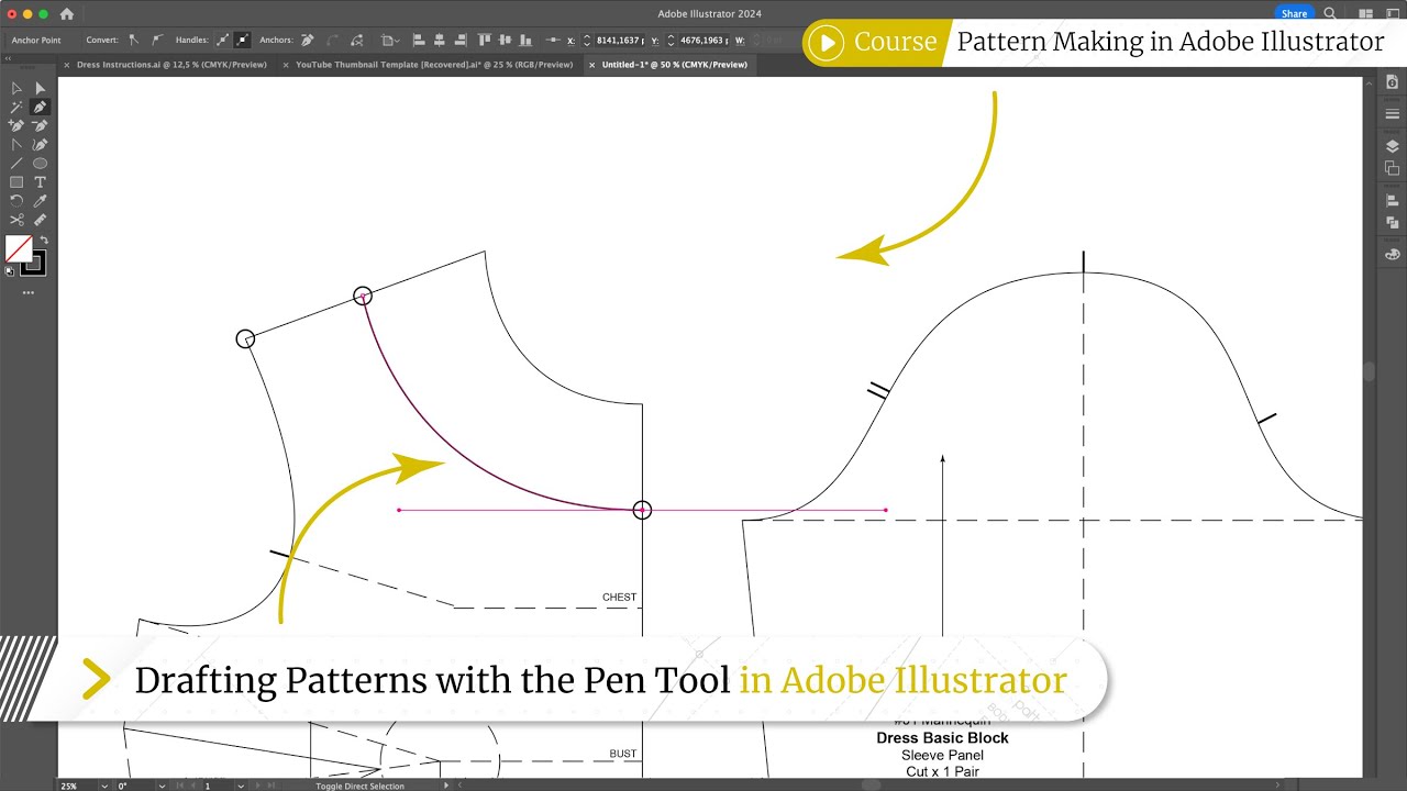 Использование инструмента «Перо» для создания выкроек в Adobe Illustrator — руководство по цифров...