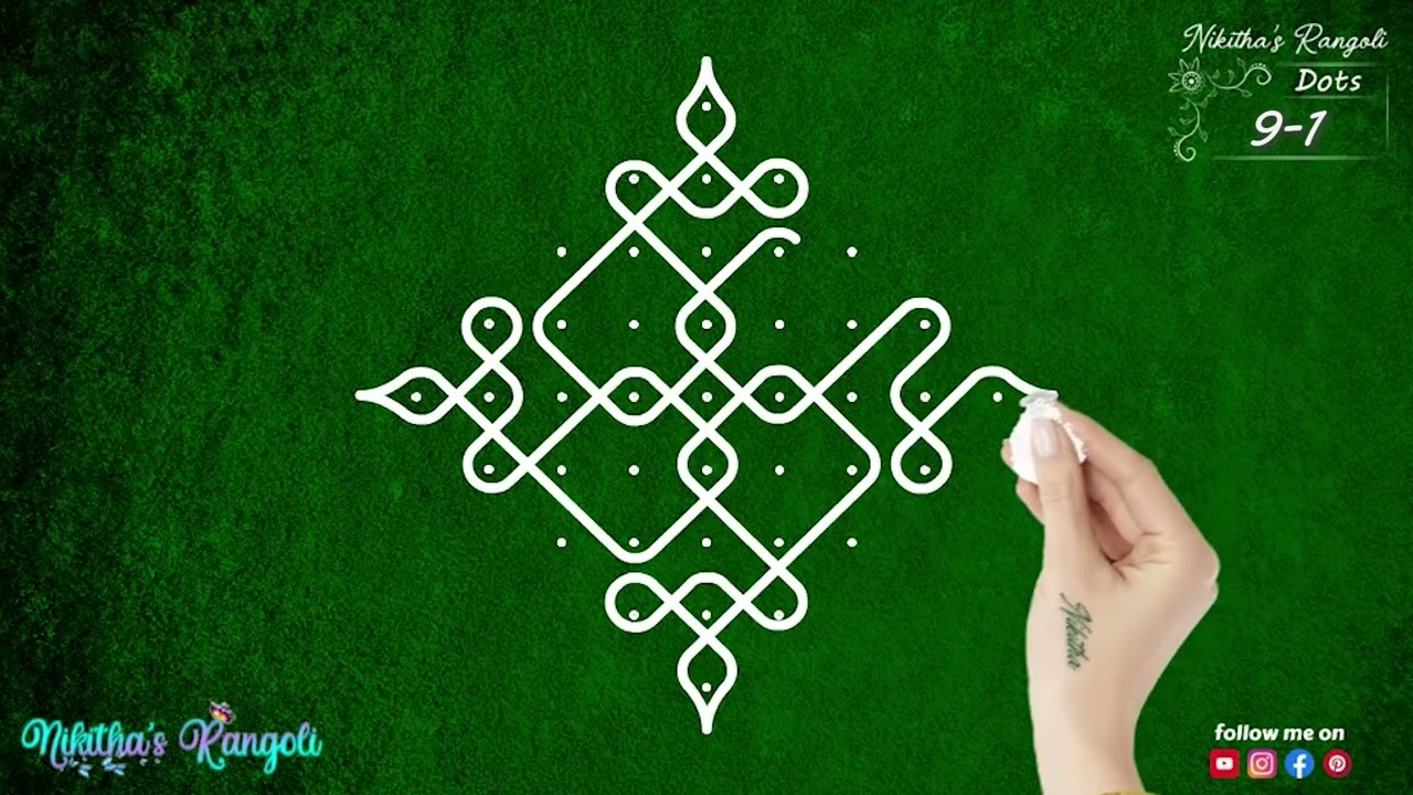 9 pulli kolam for friday morning muggulu creation for devotional 9 #22