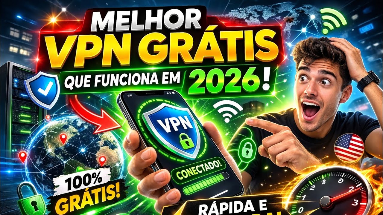 Melhor VPN Gr&aacute;tis Que REALMENTE Funciona em 2026 😱🔥 (R&aacute;pida & Ilimitada)
