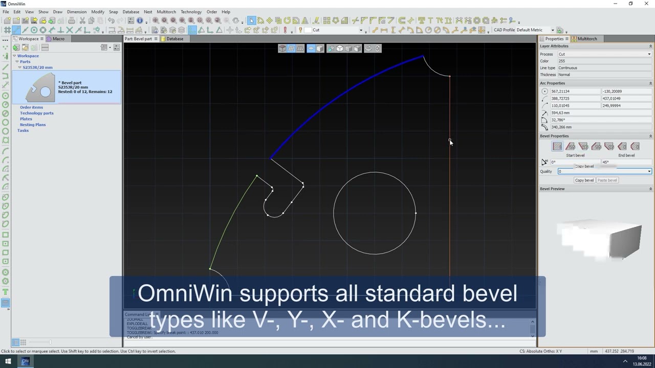 OmniWin Tutorial  - Constructing parts with Bevels | @messercuttingsystemsindia