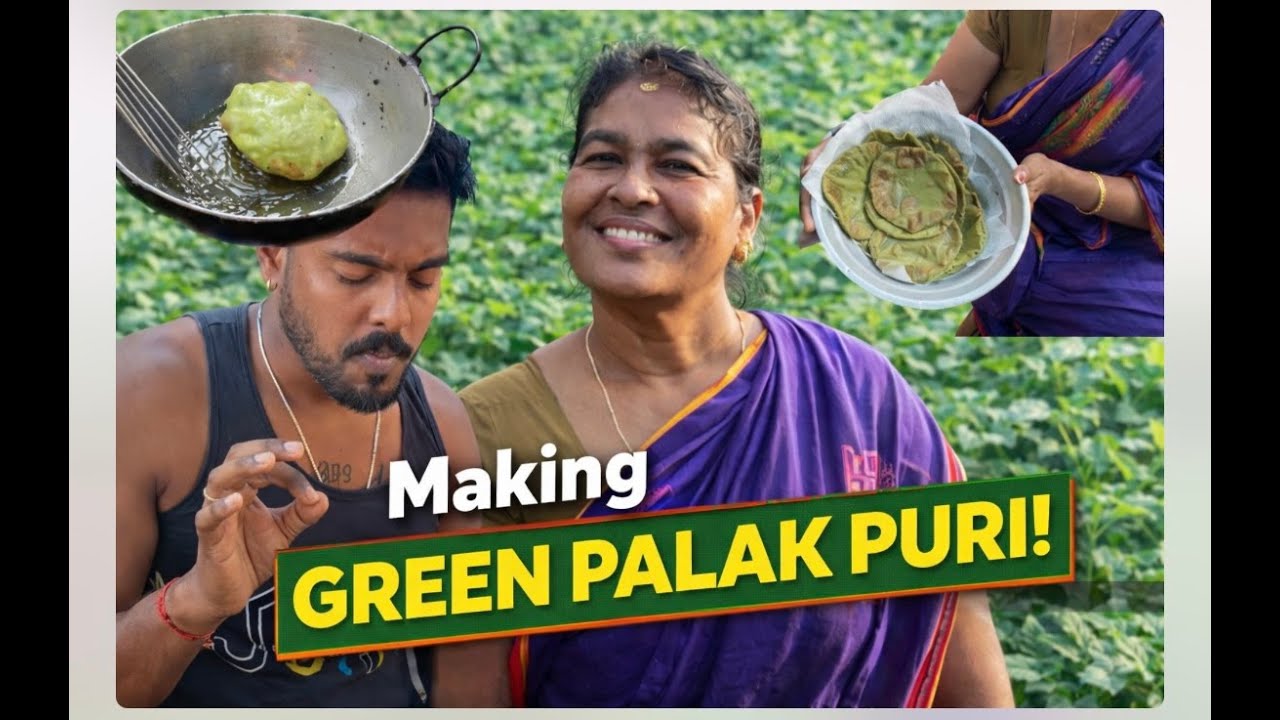 Village Style Green Palak Puri | Healthy & Crispy Desi Recipe 🌿