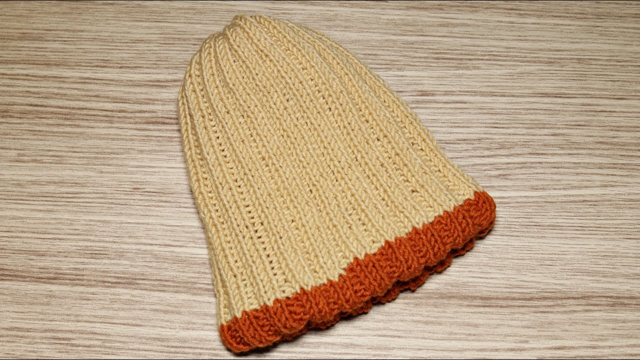 Gorro dupla face em tricô