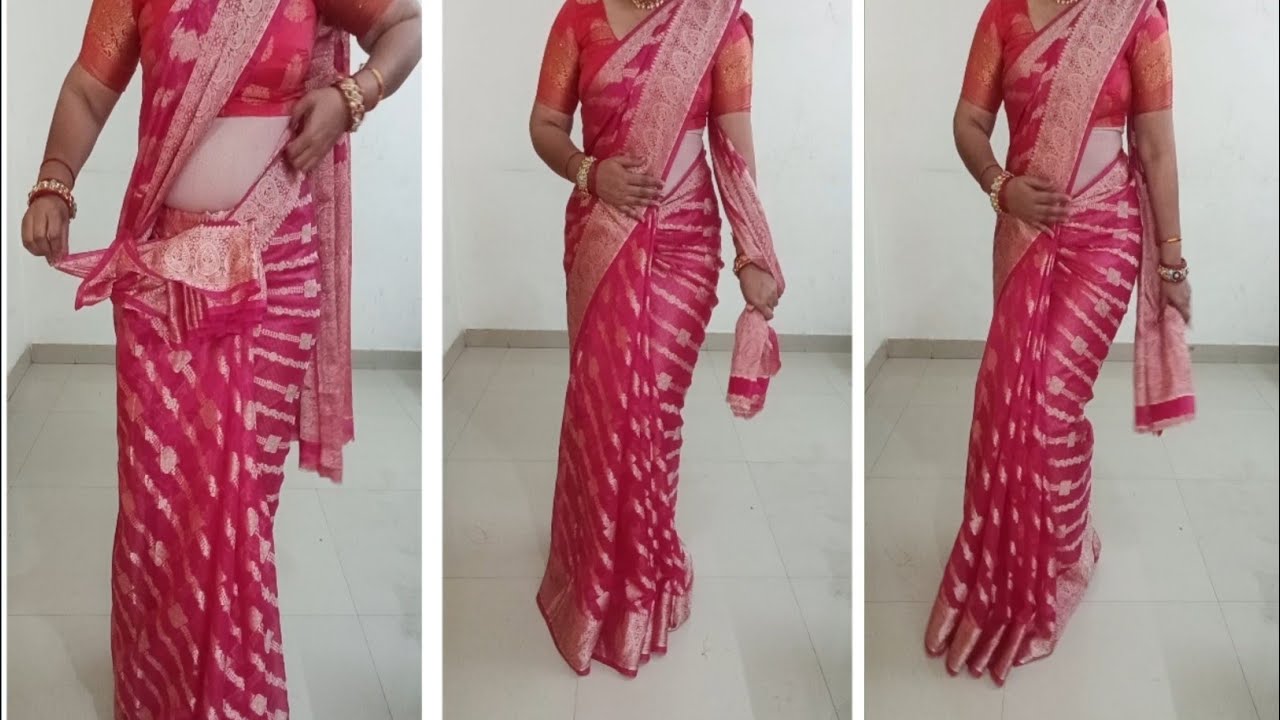 Without any problem parfect side & sholder pleats in cotton saree draping tutorial for beginners💫