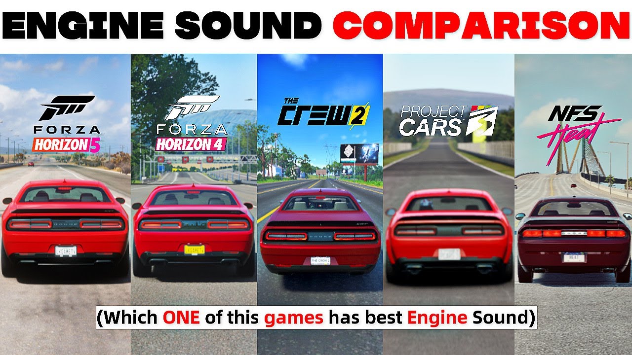 Dodge Challenger Hellcat Srt - Engine Sound Comparison | FH5, FH4, FM7, Crew2, PC3, NFS Heat, NFS PB