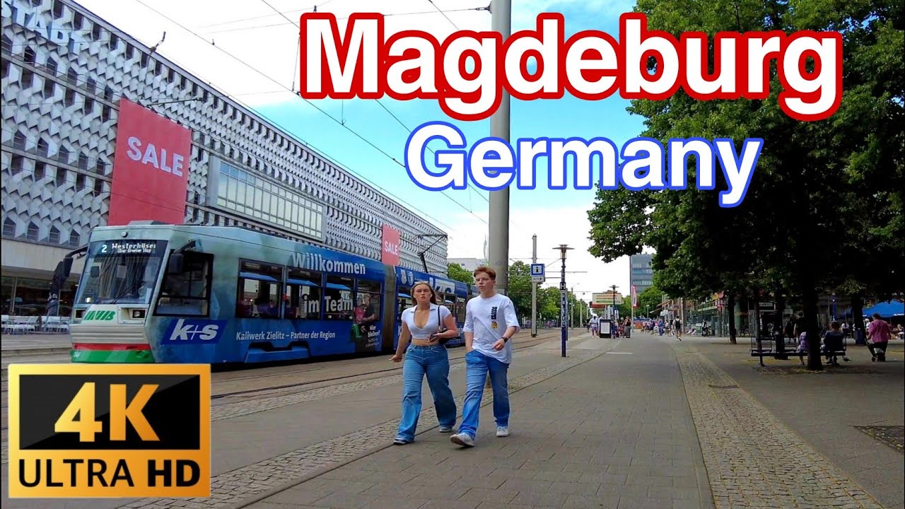 Walking Tour of Magdeburg in the evening at 18:00 / July 2022 (Breiter Weg) Visit Magdeburg 4K