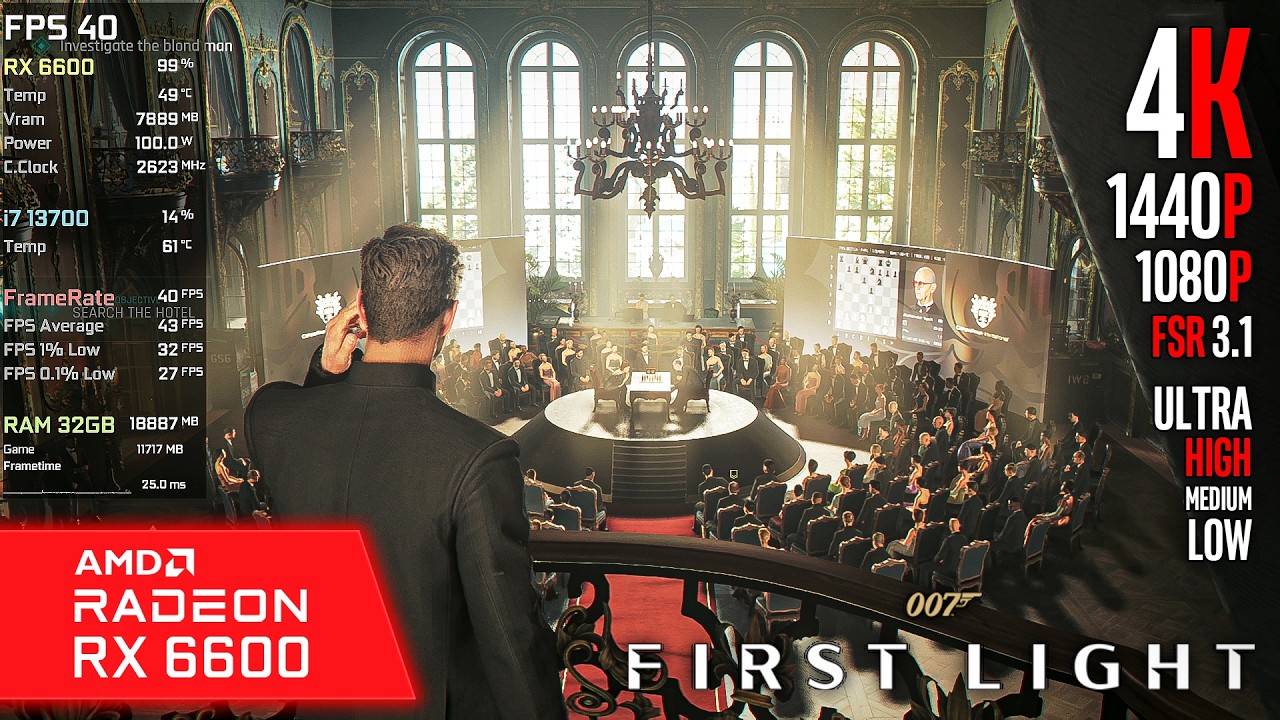 RX 6600 | 007 First Light &mdash; 4K, 1440p, 1080p, FSR 3.1 &mdash; Ультра, Высокие, Средние, Низкие настройки