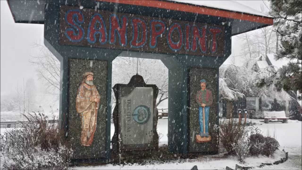 Sandpoint Idaho Downtown City Streets Winter Evening Walk