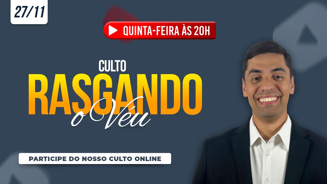 CULTO ONLINE - QUINTA (27/11) Pastor Guilherme Grando.