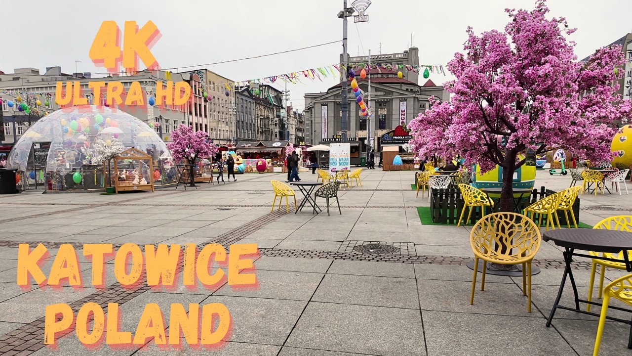 Katowice, Poland 🇵🇱 | 4K Spring Walk in the City Center