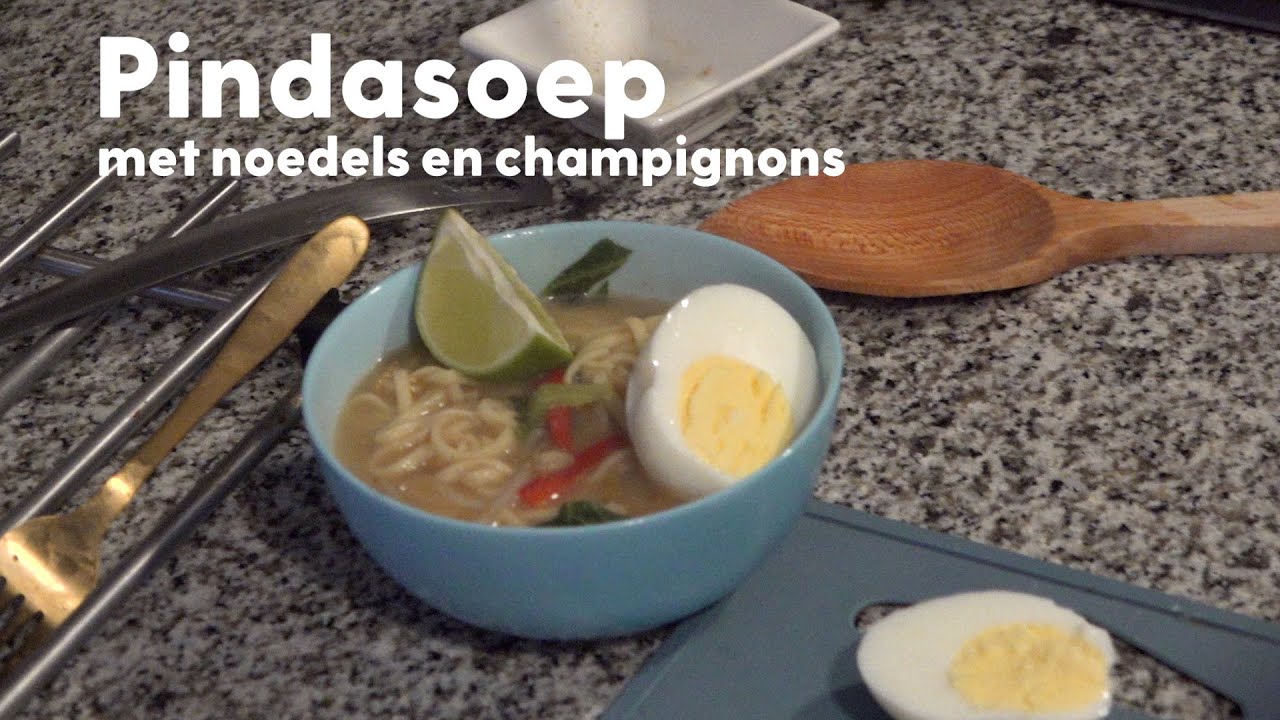 Pindasoep met noedels en champignons – Samen koken met Allerhande