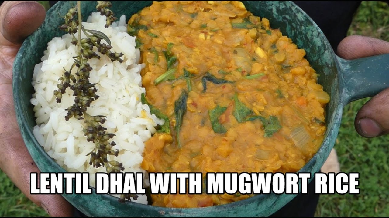 Lentil Dhal and Mugwort Rice Camp Meal