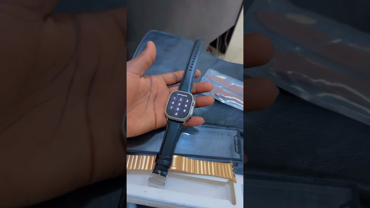 Apple Watch Ultra 2 with original black  leather straps. #watchultra2 #leatherstrap #black #apple