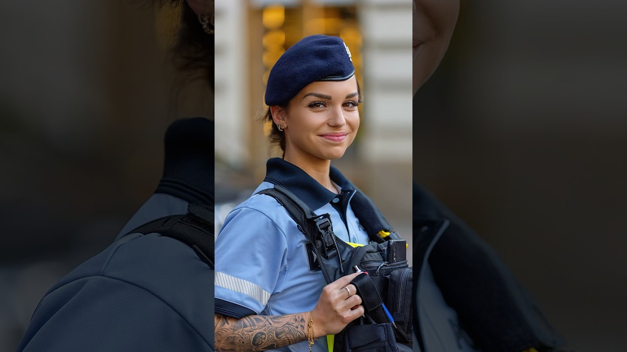 Meet a beautiful Czech female police officer and make her smile.❤️#streetphotography #militarygirl