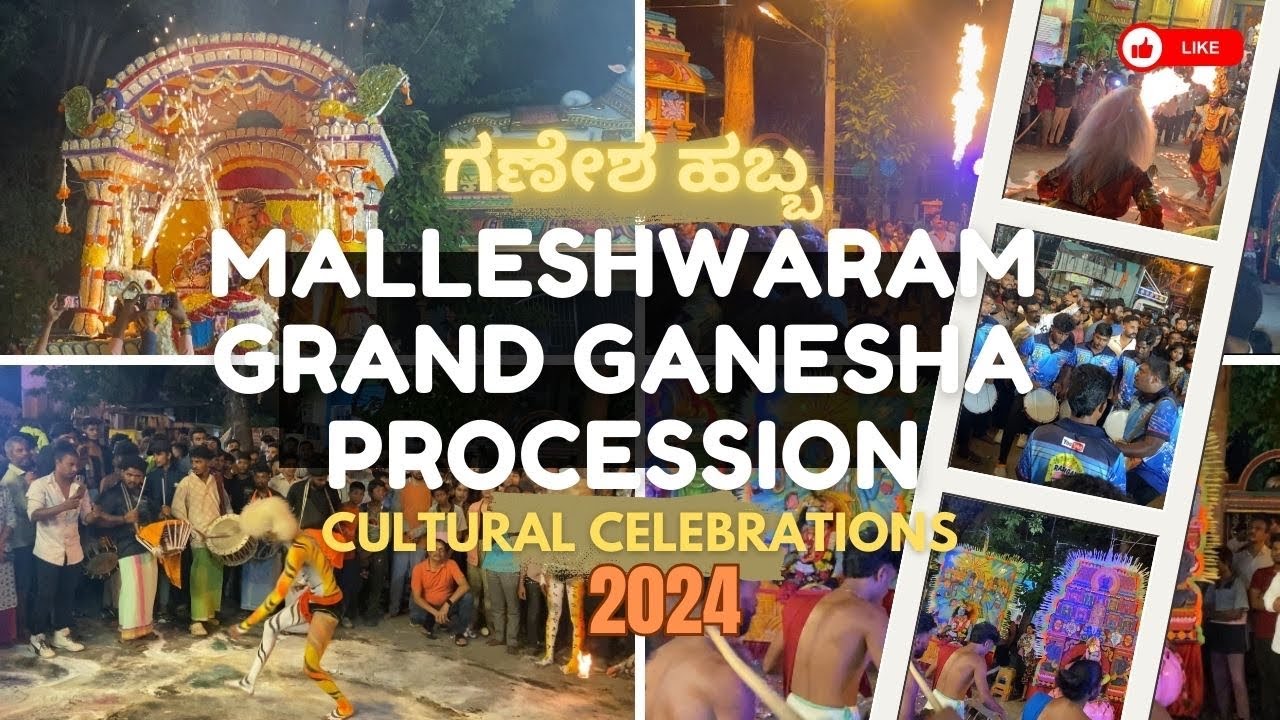 Malleshwaram's Grand Ganesha Procession 2024🥁| Cultural Celebration | ಗಣೇಶ ಹಬ್ಬ 🌸 | Kodandarampura