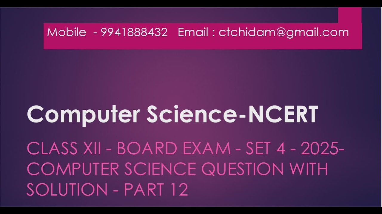 CLASS 12 COMPUTER SCIENCE BOARD EXAM 2025  ANSWER KEY  IN TAMIL - Part12