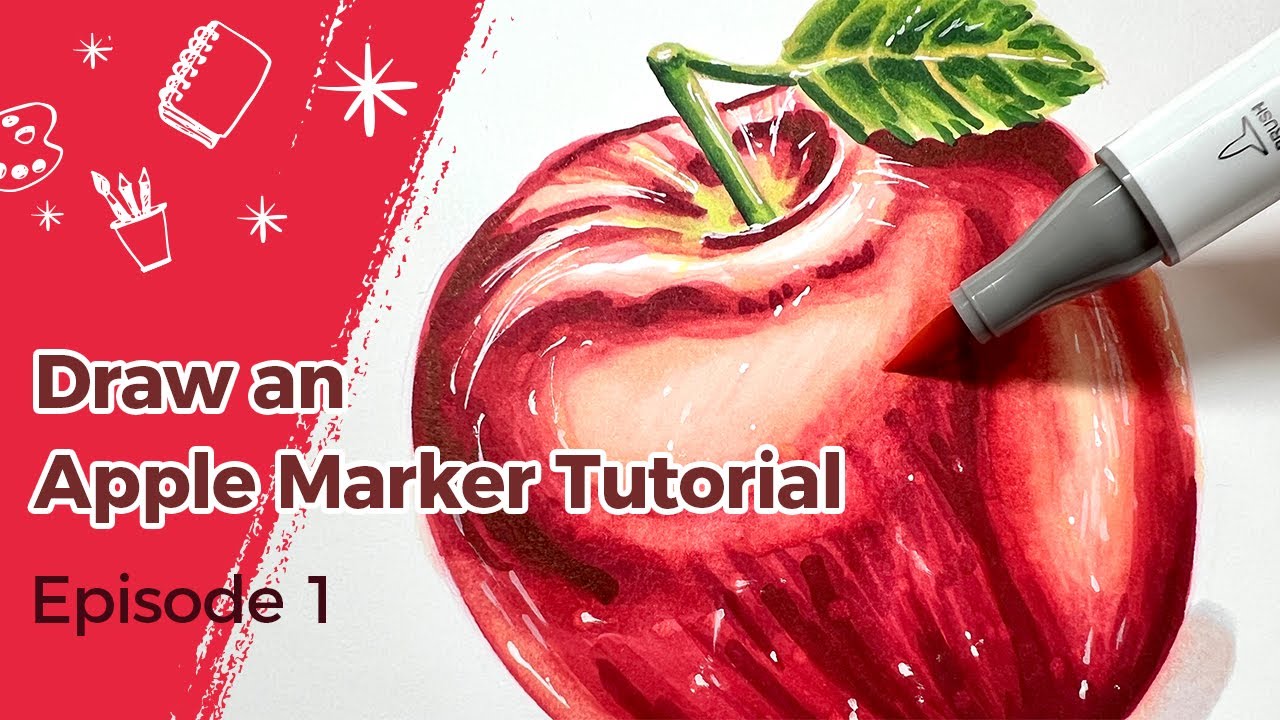 Урок для начинающих по маркерам Ohuhu, эпизод 1: рисуем яблоко 🍎