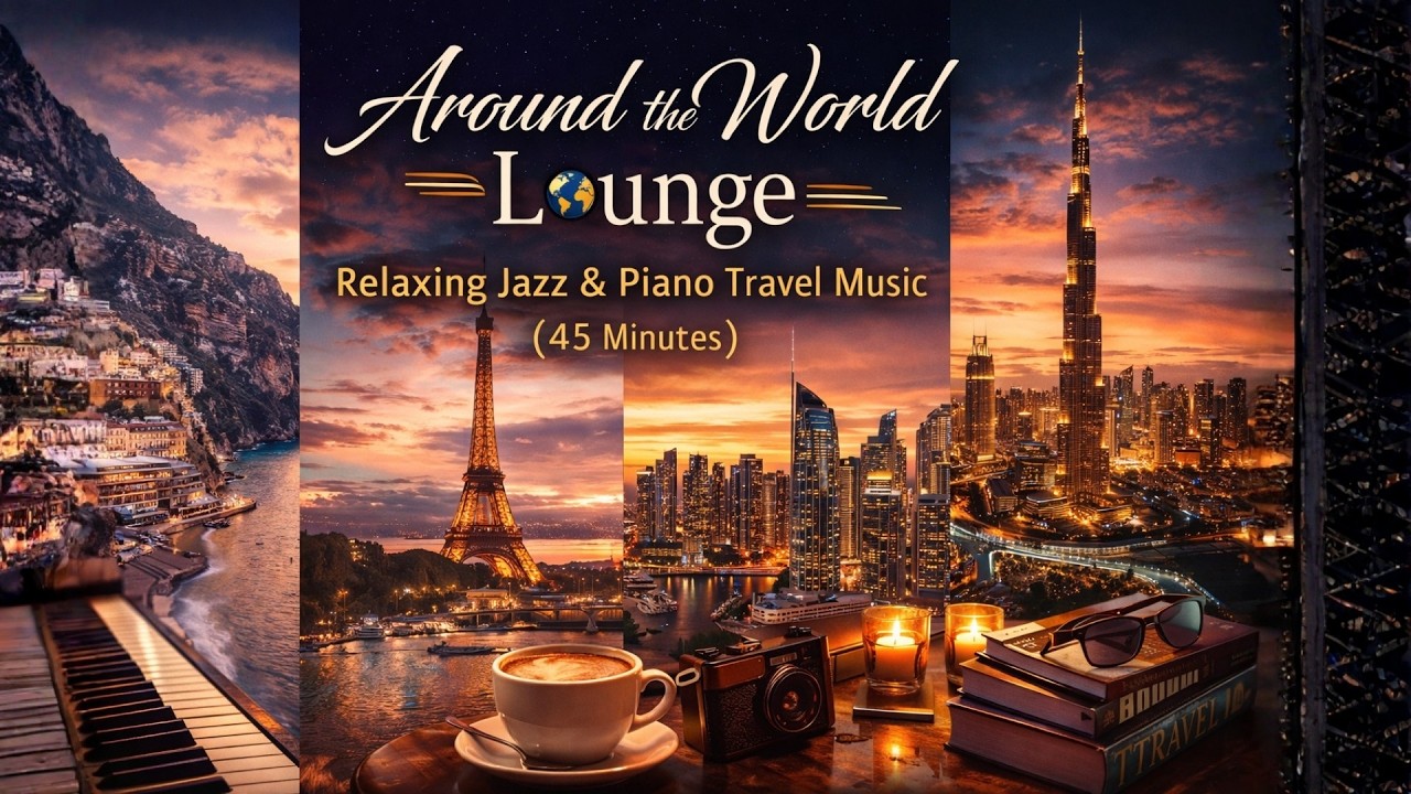 Around the World Lounge 🌍 | Relaxing Jazz Piano – Coffee Shop & Study Music (45 min)