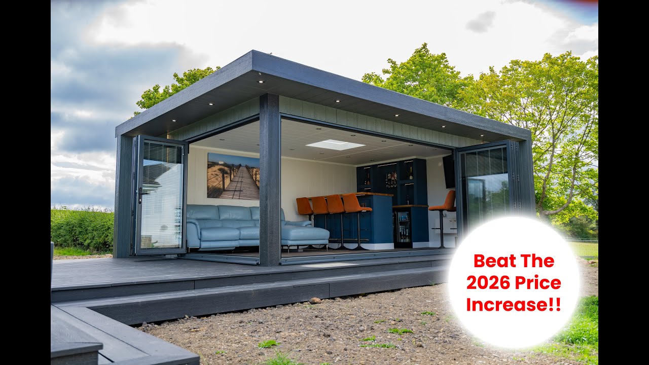 This Garden Room Has It All… Office, Bar & Entertainment Space