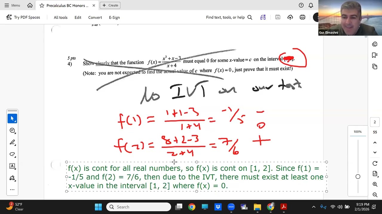 Precalculus BC Honors Unit 1   Zoom OH Test Review Spring 2026