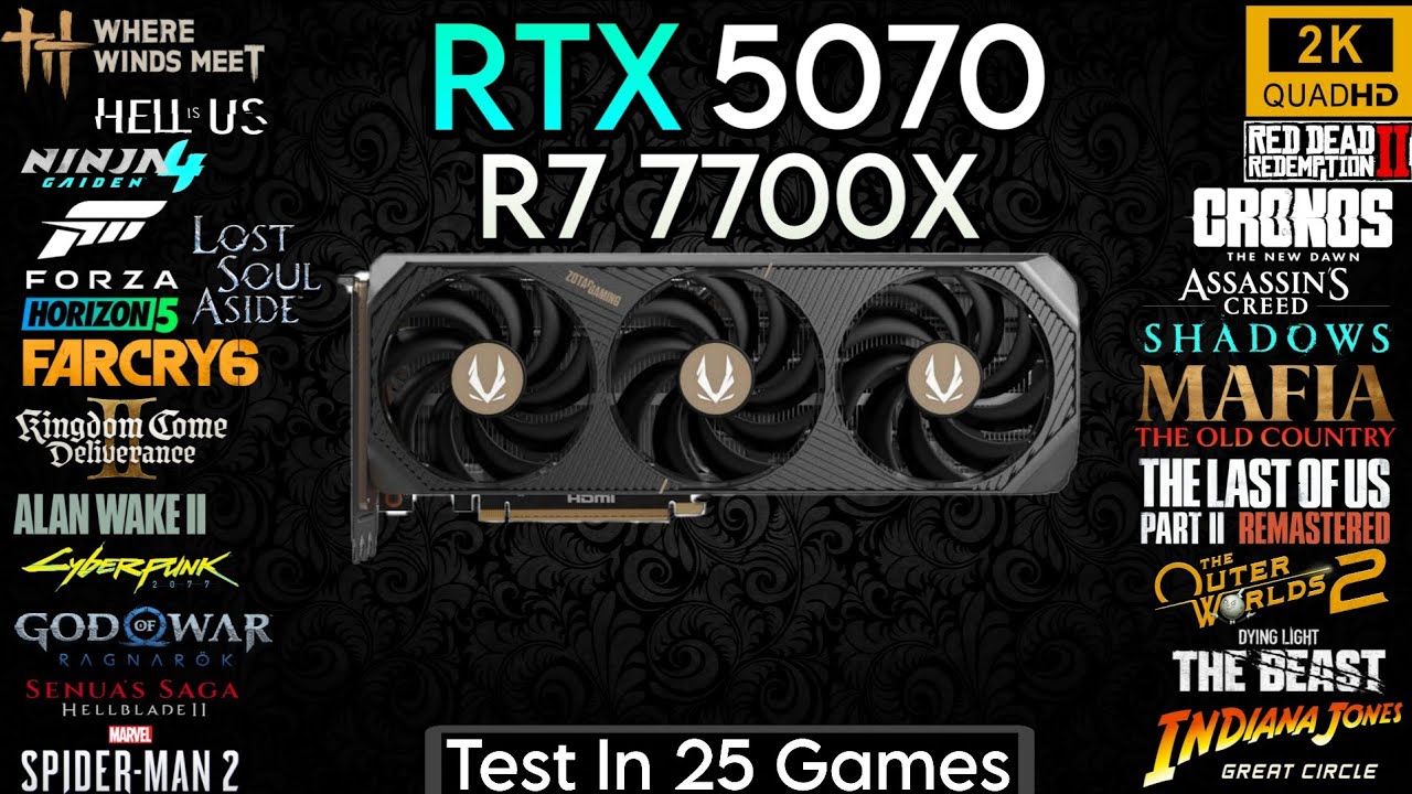 RTX 5070 + R7 7700X &mdash; Тест в 25 играх &mdash; Лучший бюджетный флагманский графический процессор &mdash; 2K/Т...