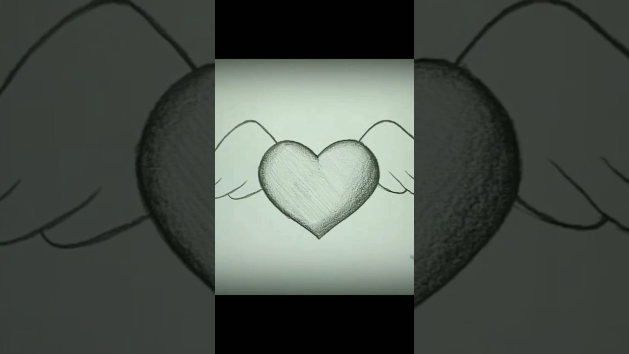 A cute heart drawing with wings #drawing