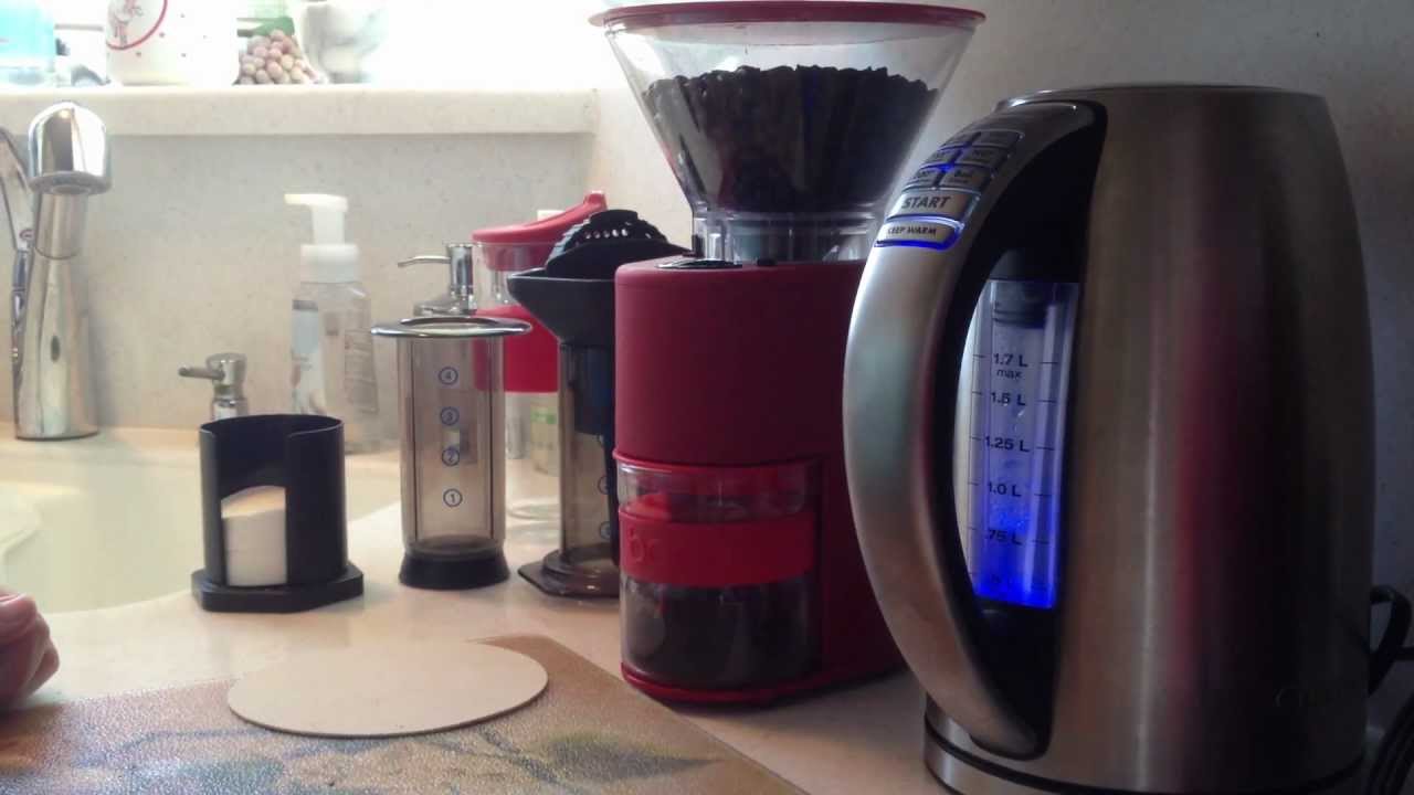 Making Coffee - AeroPress, Bodum Burr Grinder, Cuisinart CPK-17