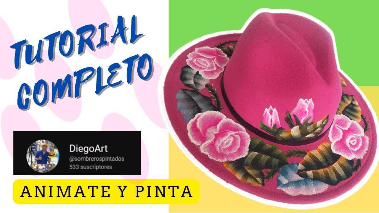 sombrero pintado a mano N° 5 | como pintar una rosa | como pintar un sombrero