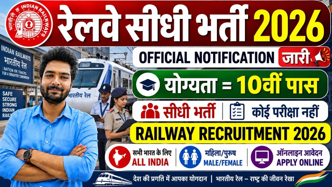 रेलवे सीधी भर्ती 2026 | Railway 10th Pass Vacancy & Selection Process
