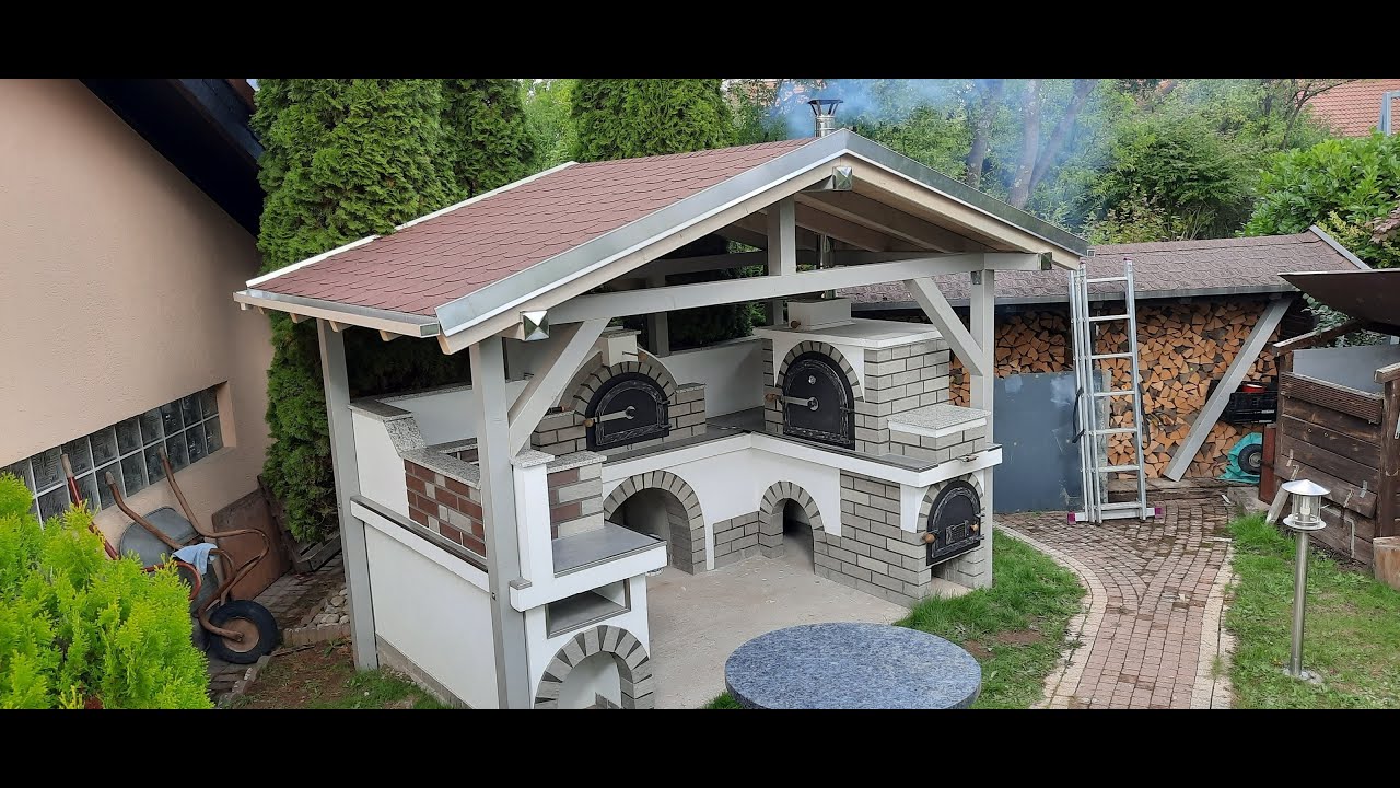 DIY gemauerte Outdoorküche mit Smoker, Pizzaofen und Grill
