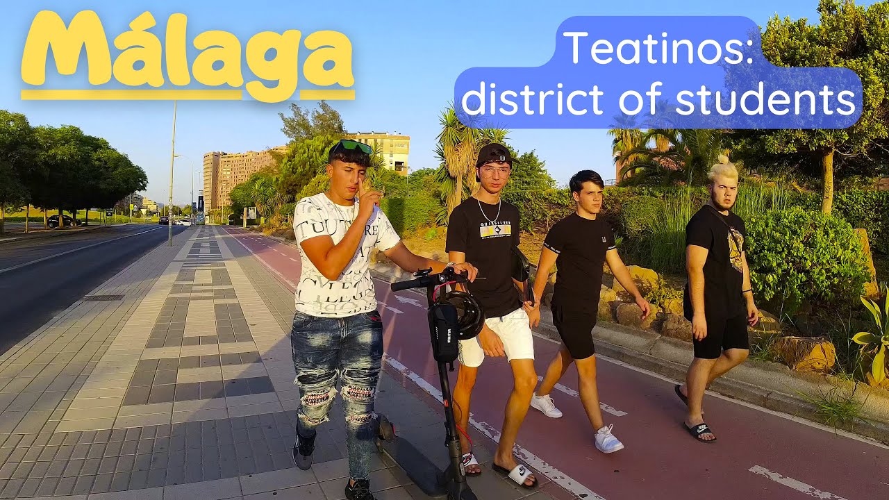 Malaga - District of students. Teatinos University. 4K Walk Tour