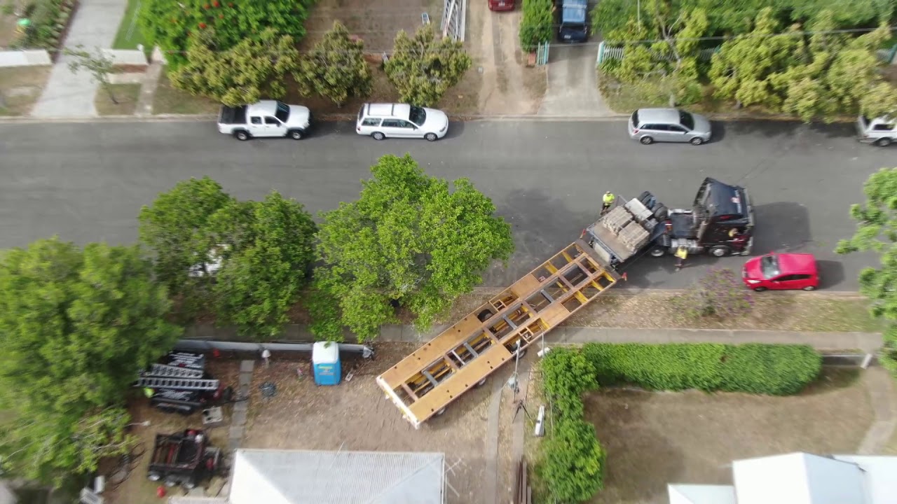 House Raise Using Jacking Plant and Hydraulic Trailer