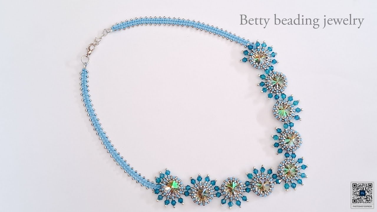 Beautiful and elegant beaded necklace with riviol crystal and bicon beads .jewelry making at home
