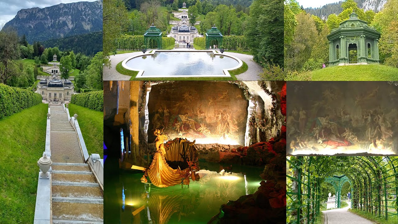 Schloss Linderhof   Rückfassade  Musikpavillon  Venusgrotte  Bayern