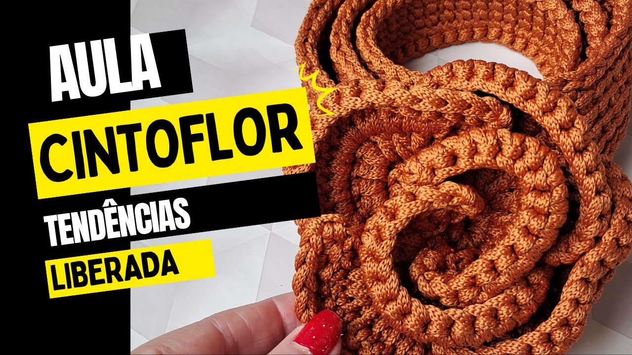 Cinto Flor / Tendência/Pontos tunisianos/INICIANTES/Fio naútico/Cinto de crochê/Tutorial completo