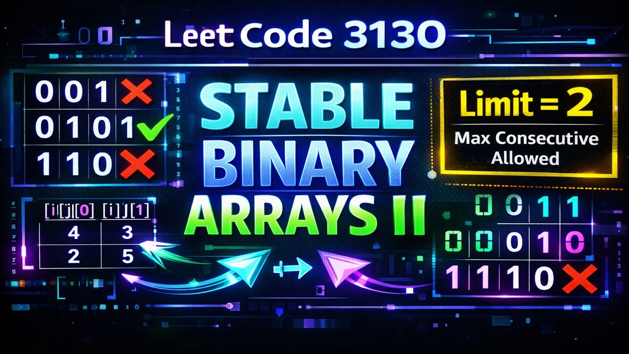 LeetCode 3130 – Найти все возможные стабильные бинарные массивы II | Объяснение динамического про...