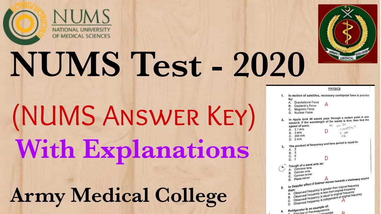 NUMS Test 2020 | Answer Key With Explanations @educationandhappiness