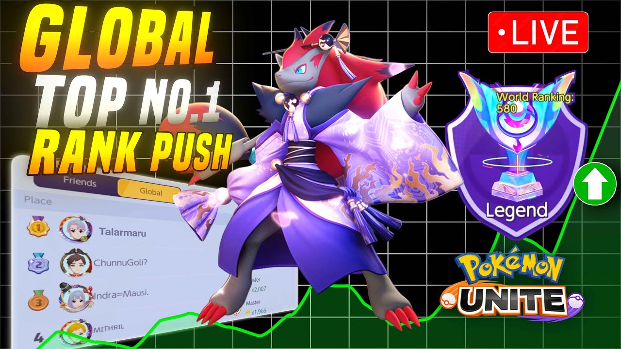 Global Top 1 Rank Push!  Let's do  it Live Pokemon unite come join me join the live