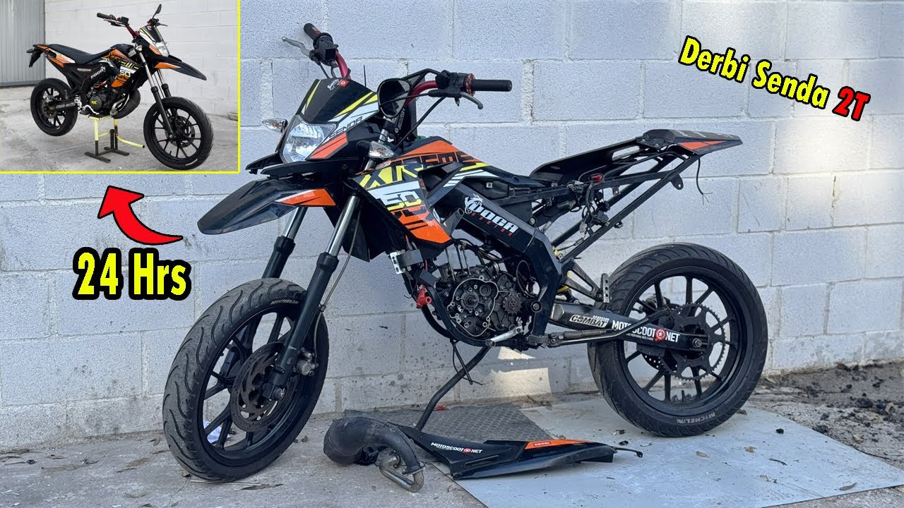 RESTAURO una MOTO de DESGUACE en 24 HORAS | Derbi Senda 2T