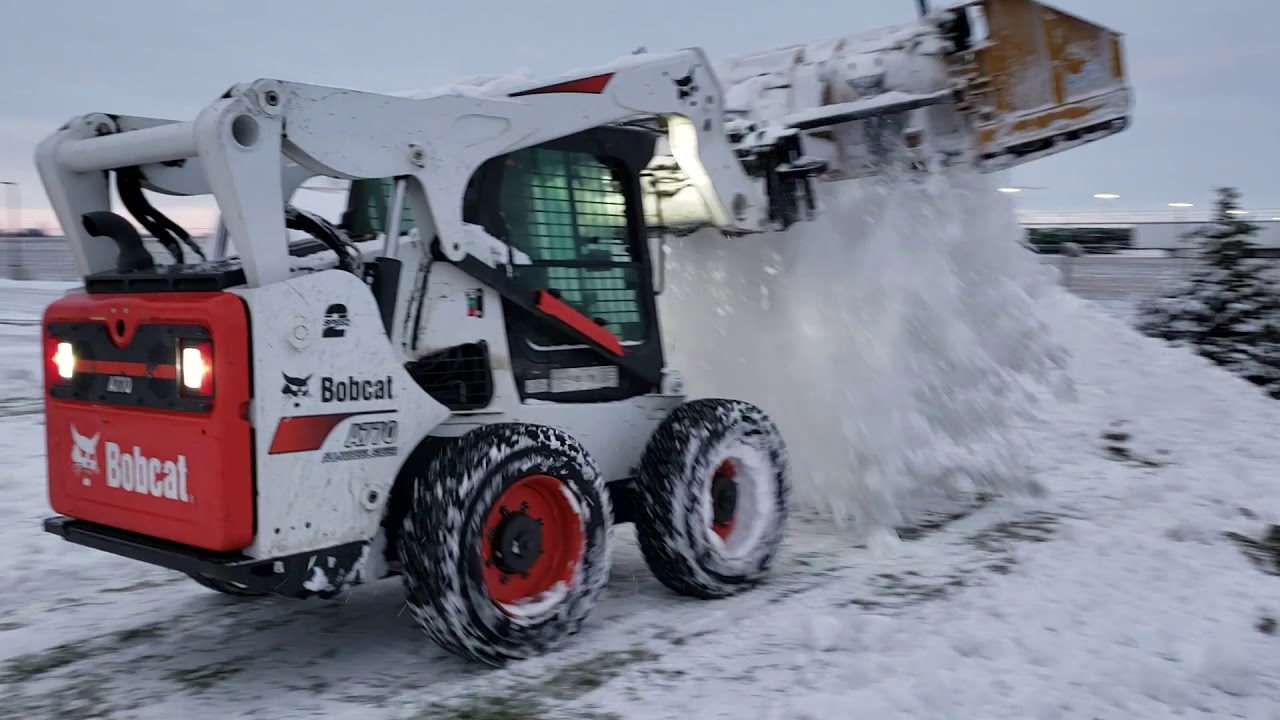 Bobcat A770 snow removal with HLA 8-13, 34 inch truck tires,LED lights.