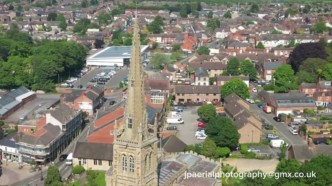 St. Mary’s Church, Rushden, Northamptonshire from above